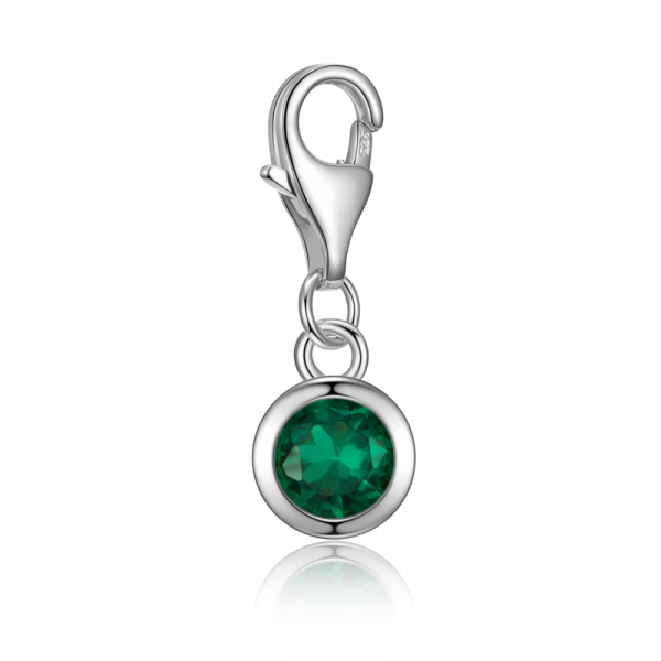 Charm Zirkonia Grün Silber 925 - 5mm