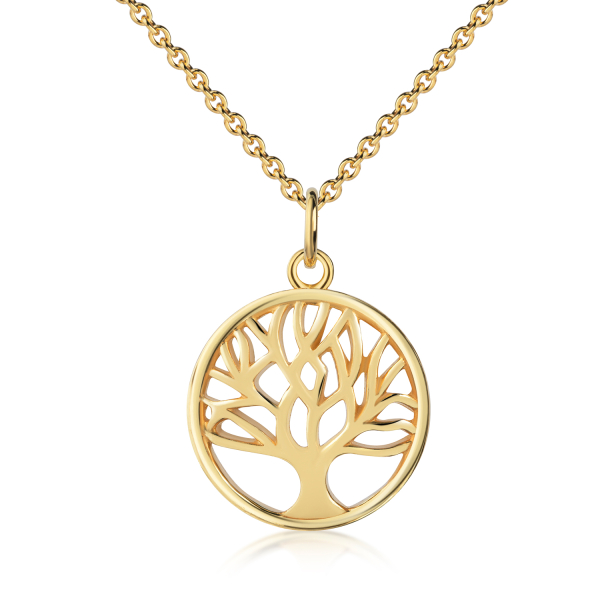 Collier Lebensbaum Silber 925 vergoldet - Ø 14,5mm - Recyceltes Silber