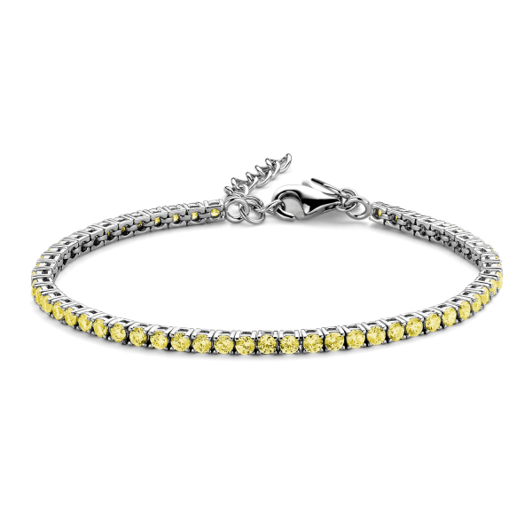 Tennisarmband Zirkonia gelb Silber 925 rhodiniert - 3mm