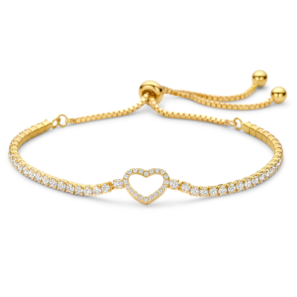 Armband Herz Silber 925 vergoldet - 68 Zirkonia
