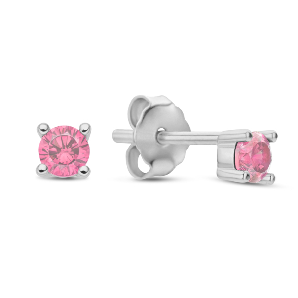 Ohrstecker mit Zirkonia pink Silber 925 rhodiniert - Ø 3mm