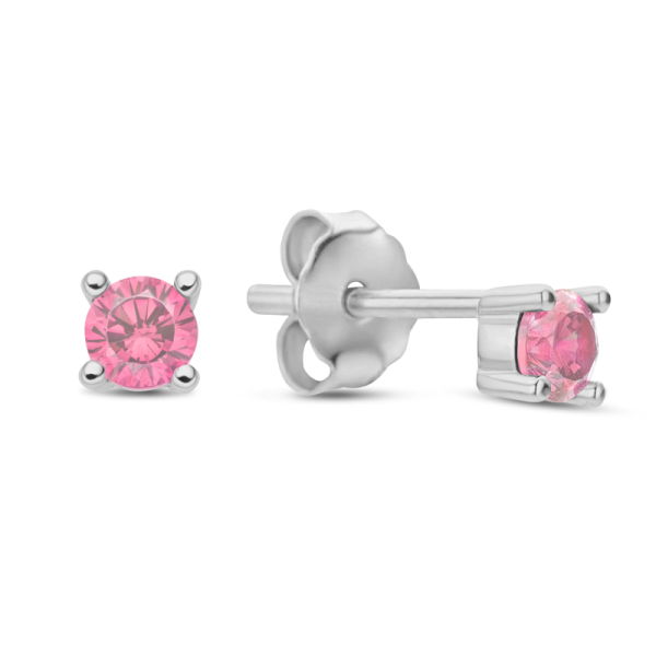 Ohrstecker mit Zirkonia pink Silber 925 rhodiniert - Ø 3mm