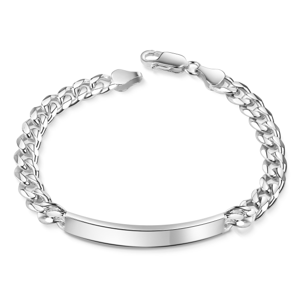 ID-Panzerarmband Silber 925 - ID-Schild 40x7mm
