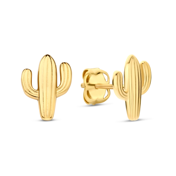 Ohrstecker Kaktus Gold 585 - Glänzend - 7,6x5,6mm