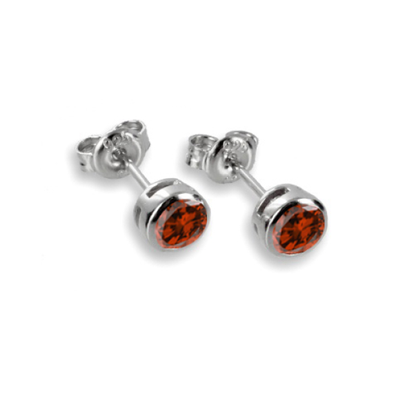 Ohrstecker Zirkonia Rot Silber 925 rhodiniert - 3,5mm