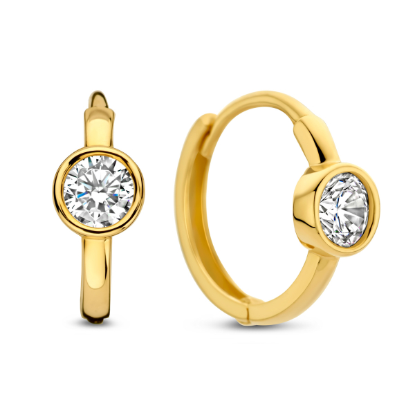 Klappcreolen Gold 585 - Ø 12mm - Zirkonia 4mm