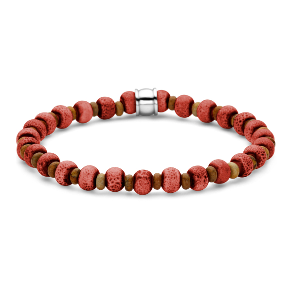 Frank 1967 Armband Edelstahl IPS - Roter Keramikstein 6mm