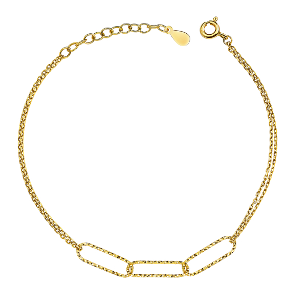 Armband 2-reihig Silber 925 vergoldet - 3 weite Glieder