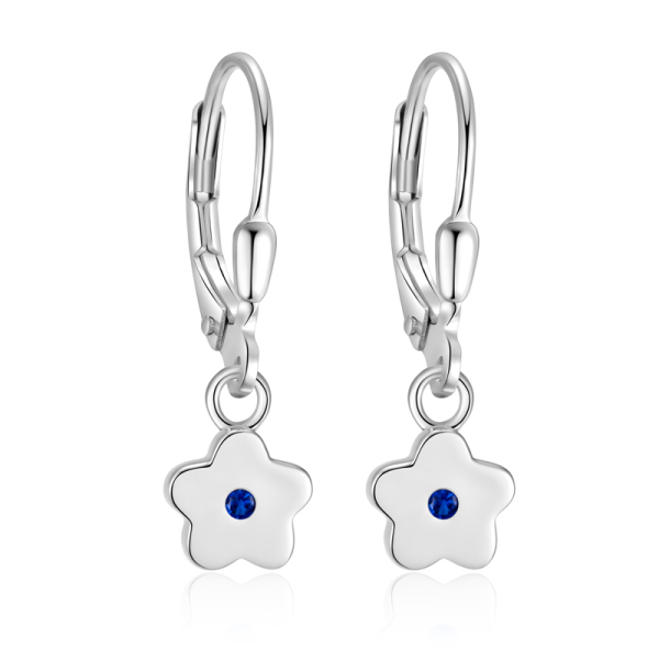 Ohrhänger Blume Silber 925 rhodiniert - Zirkonia blau