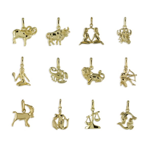 Sternzeichen Anhänger Gold 333 - Hochglänzend - 18mm hoch - Bild 2