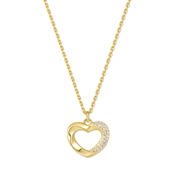 Collier mit Anhänger Herz Silber 925 vergoldet - 24 Zirkonia, Herz 11x10mm - Bild 2