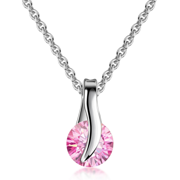 Collier mit Anhänger Zirkonia rosé Silber 925 - Zirkonia Ø 5mm