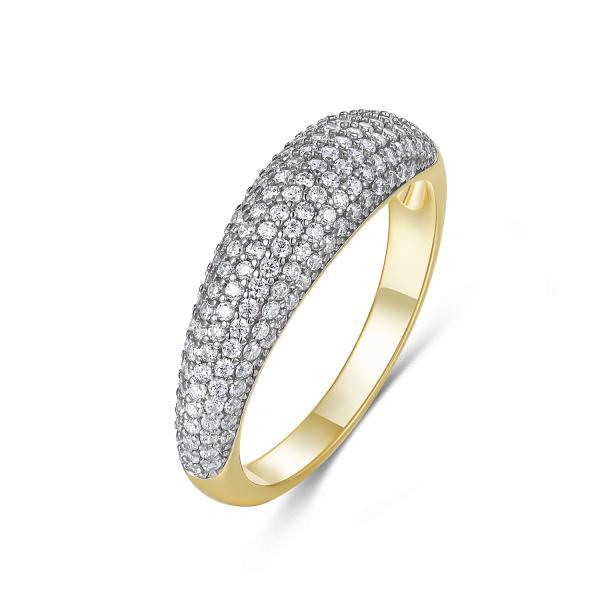 Ring Zirkonia Silber 925 vergoldet - Hochglanz - Schiene 2,3 auf 5,8mm