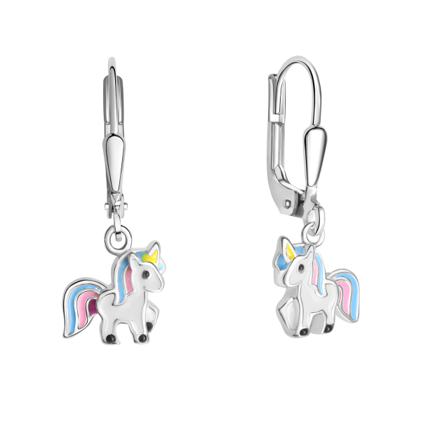 Ohrhänger Einhorn Silber 925 rhodiniert - Lack