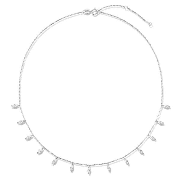Collier Silber 925 mit 13 Zirkonia-Einhängern - vergoldet oder rhodiniert - 45cm - Bild 1