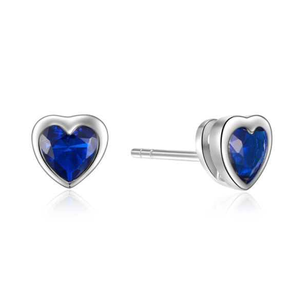Ohrstecker Herz Silber 925 rhodiniert - Zirkonia blau