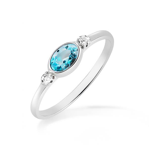 Ring Silber 925 rhodiniert - 3 Zirkonia zweifarbig