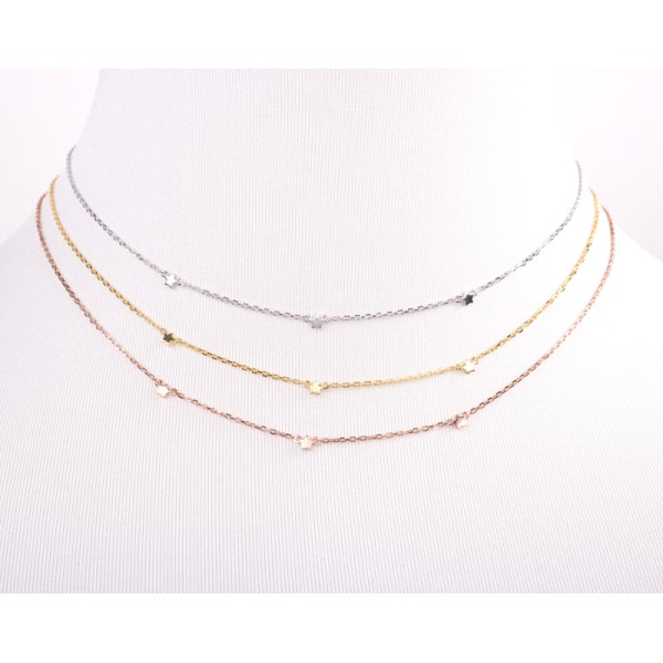 Collier mit 3 Sternen Silber 925 rhodiniert - 38/40/42cm - Bild 3
