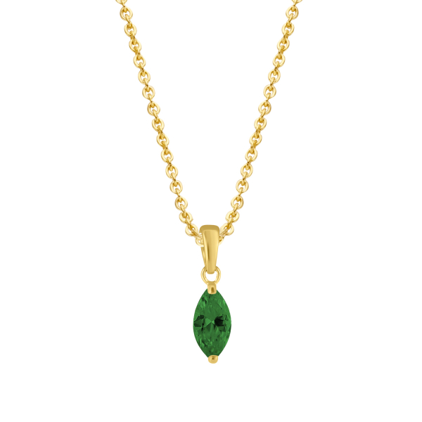 Collier Zirkonia grün Gold 585 - Ankerkette 45cm mit Zwischenösen
