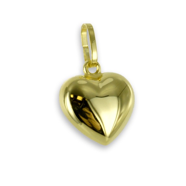 Anhänger Herz Gold 333 - Vollplastisch - Hochglanz - 19mm hoch