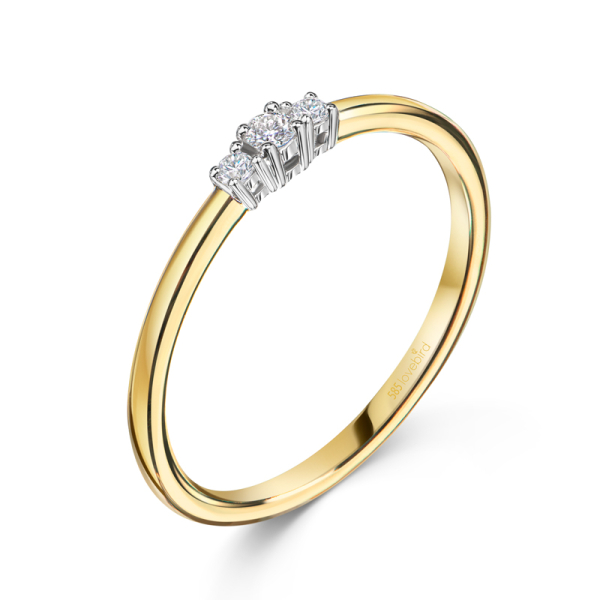 Lovebird Damenring Gelbgold 585 - 3 Brillanten 0,09 ct. - Bicolor