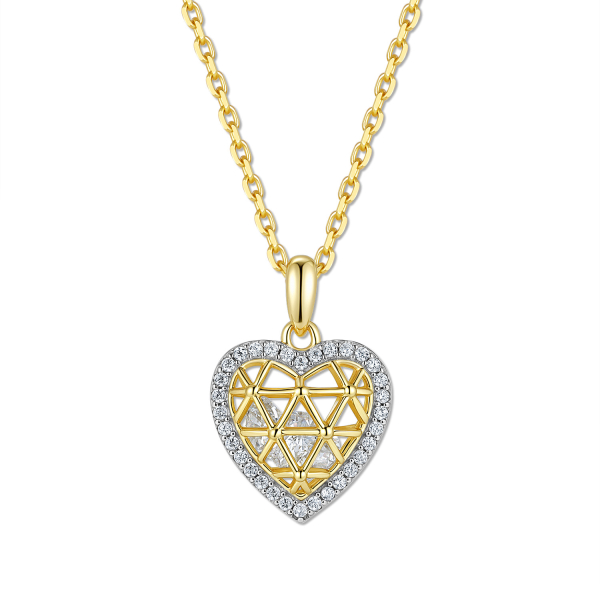 Collier mit Korbanhänger Herz Silber 925 vergoldet - Zirkonia
