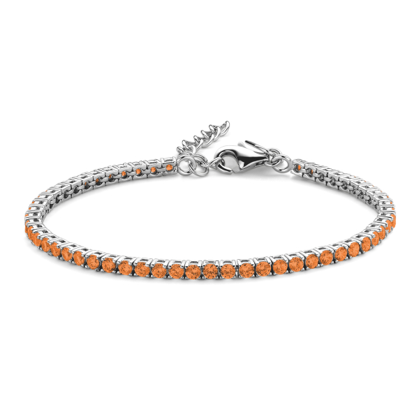 Tennisarmband Zirkonia orange Silber 925 rhodiniert - 3mm