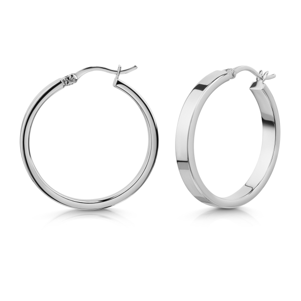Creolen Silber 925 rhodiniert - Ø 30mm - Vierkant - mit Scharnier