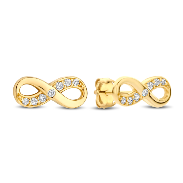 Ohrstecker Infinity Gold 585 - 14 Zirkonia - 9,4x3,8mm
