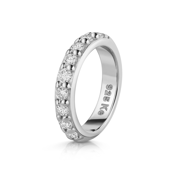 Charm Divider Silber 925 - Zur Hälfte mit Zirkonia - Ø 8mm - Breite 1,5mm
