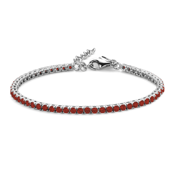 Tennisarmband Zirkonia rot Silber 925 rhodiniert - Herz-Tag