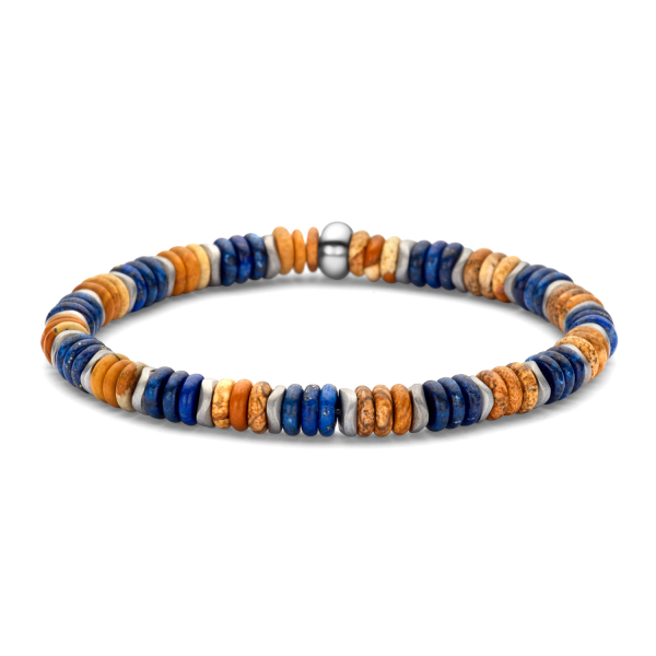 Frank 1967 Armband Beiger Bilderstein, Blauer Lapis und Hämatit - 6mm