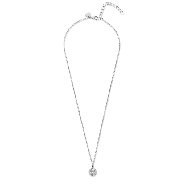 Collier Silber 925 rhodiniert - Anhänger 17 Zirkonia - Ø 9mm - Bild 2