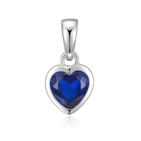 Anhänger Herz Silber 925 rhodiniert - Zirkonia blau - 14mm hoch