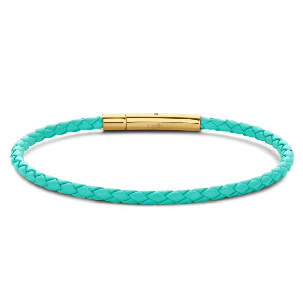 Lovebird Leder-Armband Edelstahl IPG - Helltürkis
