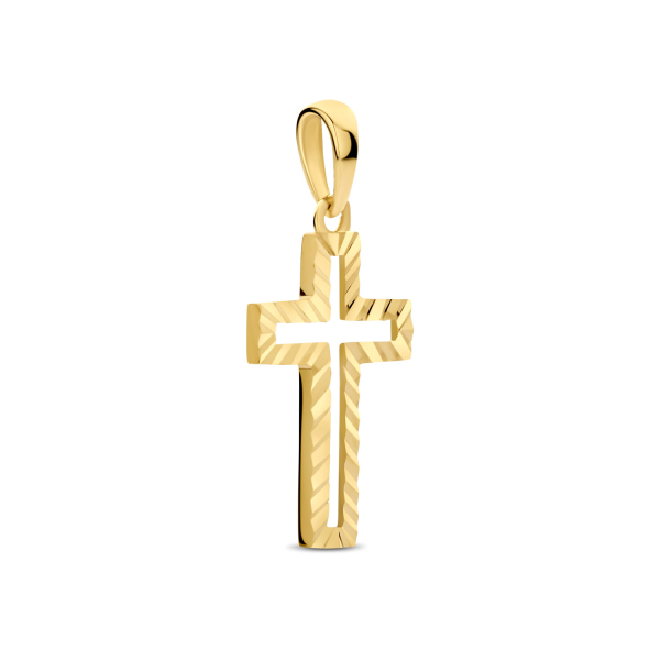 Anhänger Kreuz Gold 585 - Diamantiert - 14,8mm - Bild 2