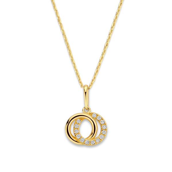 Collier mit Anhänger Circles Gold 585 - 14 Zirkonia
