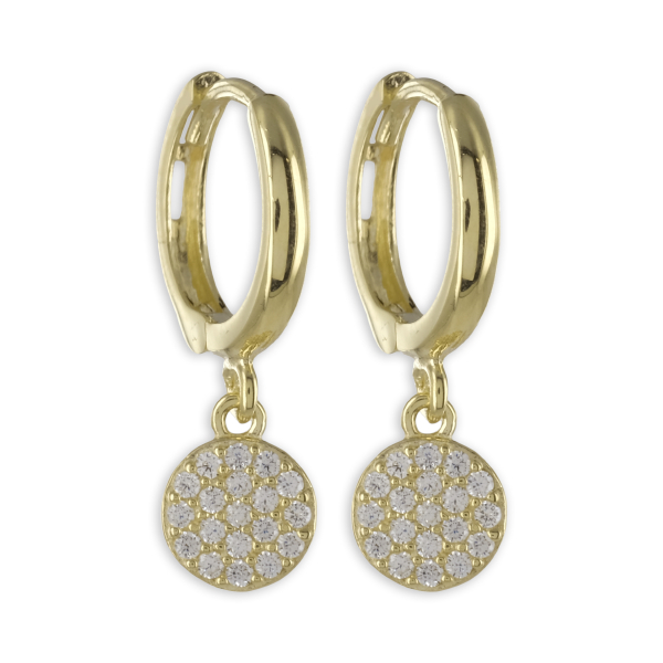 Klappcreolen Gold 333 mit Behang - 36 Zirkonia - Ø 10mm