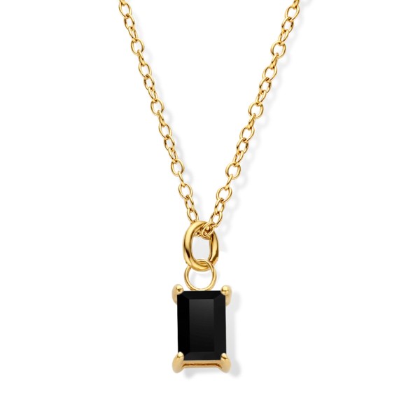 Collier mit Spinell schwarz Silber 925 vergoldet - 6x4mm
