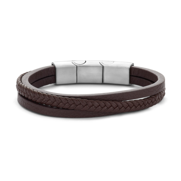 Frank 1967 Kinderarmband Edelstahl - Echt Leder braun 10mm