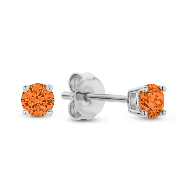 Ohrstecker mit Zirkonia orange Silber 925 rhodiniert - Ø 3mm