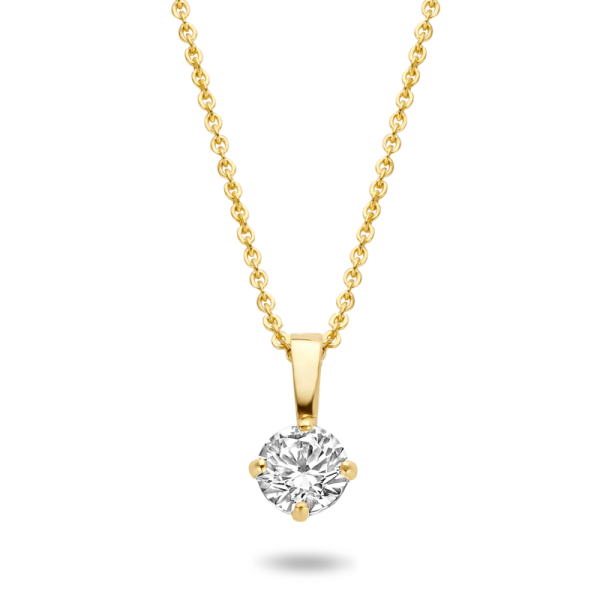 Collier mit Anhänger Zirkonia Gold 585 - 4mm, 4 Stotzen, Kette 45cm mit 43cm und 41cm - Bild 2
