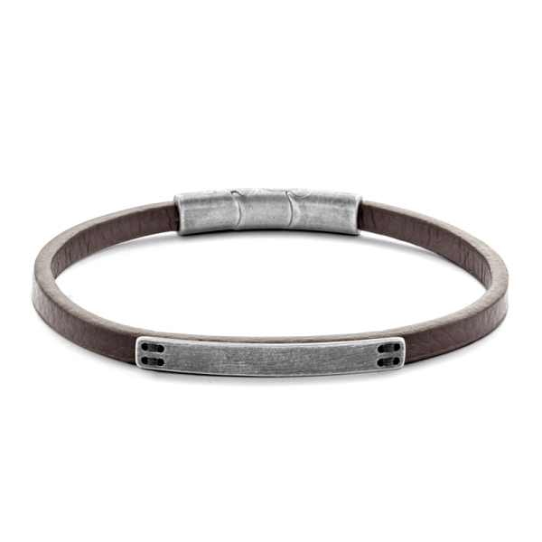 Frank 1967 Armband Echtleder Braun Edelstahl - Schild 39x5mm