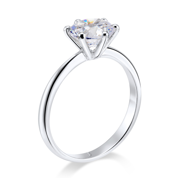 Solitär-Ring Silber 925 rhodiniert - Zirkonia 8mm - Krappenfassung