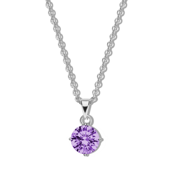 Collier mit Zirkonia lila Silber 925 rhodiniert - Ø 5mm - Ankerkette