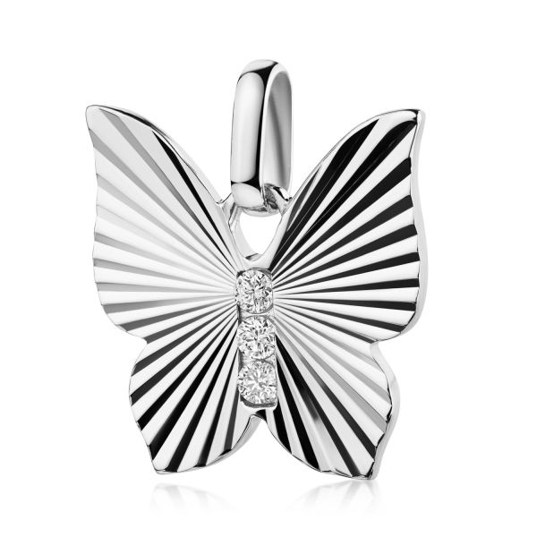 Anhänger Schmetterling Silber 925 rhodiniert - 3 Zirkonia - Diamantiert