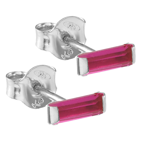 Ohrstecker mit Zirkonia rubinrot Silber 925 - 7x3mm