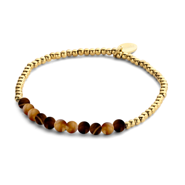 Lovebird Armband mit Tigerauge Edelstahl - Goldfarbene IP-Beschichtung