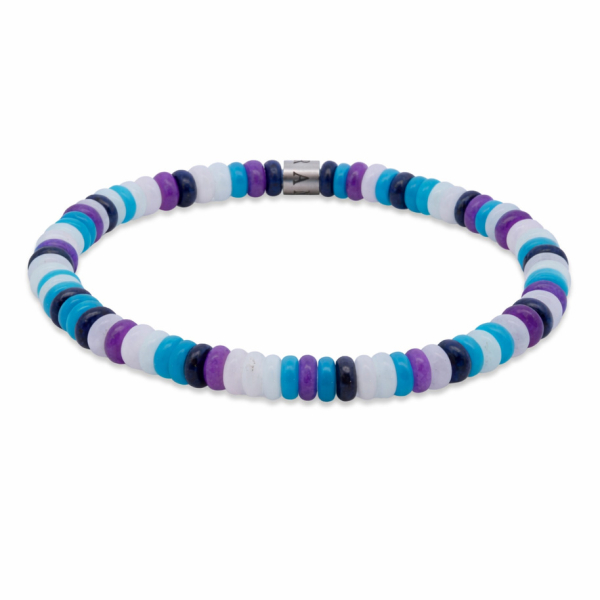 Frank 1967 Armband Disc Beads Edelstahl IPS - Weiß, Hellblau, Blau, Flieder