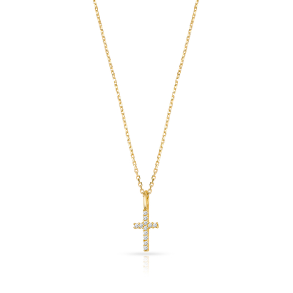 Collier Kreuz Gold 333 - 12 Zirkonia - Bild 2